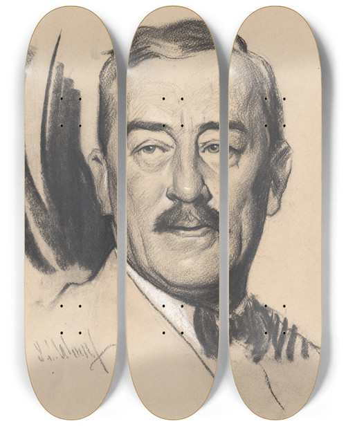 Triptych art skateboard deck of Samuel Johnson Woolf Sir Ronald Charles Lindsay_1 by Samuel Johnson Woolf (1880-1948)