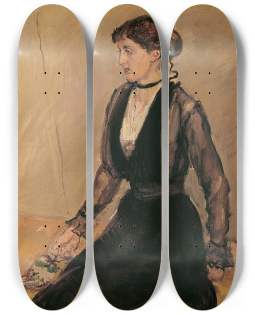 Triptych art skateboard deck of Max Slevogt Frulein Eva Steinbarth by Max Slevogt (1868-1932)