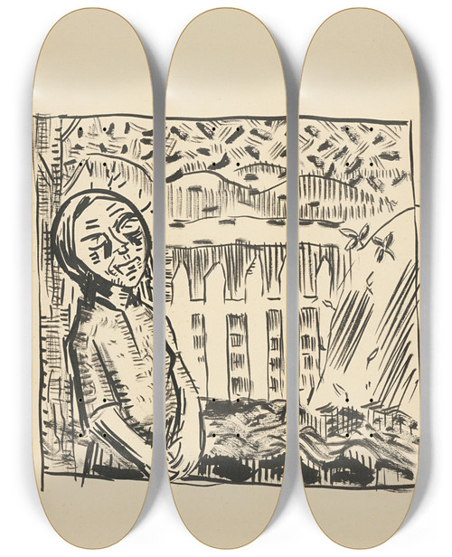Triptych art skateboard deck of Arnold Peter Weiszkubnan Starena by Arnold Peter Weisz-Kubnan (1898-1944)