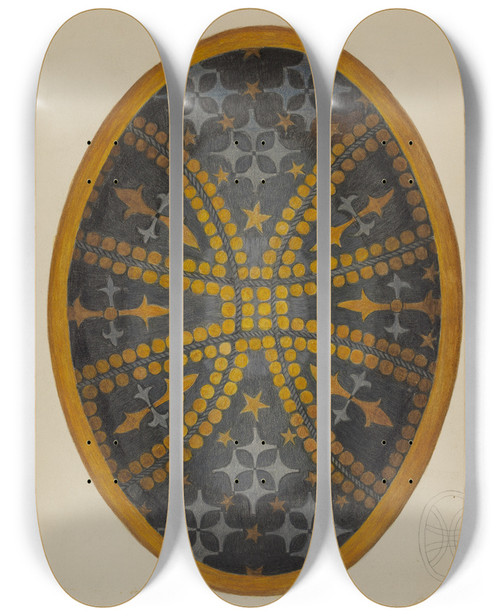 Triptych art skateboard deck of Tulita Westfall Oval Pin by Tulita Westfall