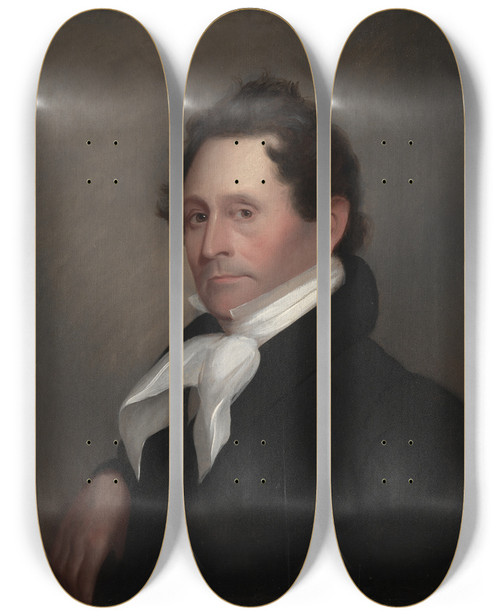 Triptych art skateboard deck of Matthew Harris Jouett Senator Thomas Hart Benton by Matthew Harris Jouett (1787-1827)