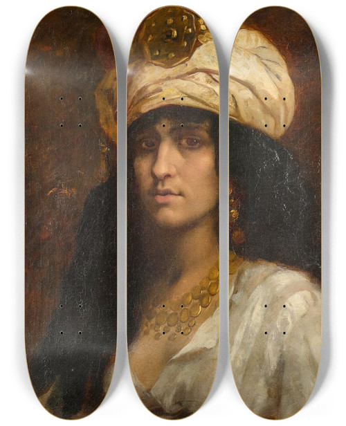 Triptych art skateboard deck of Emmanuel De Dieudonn Une Belle Orientale by Emmanuel De Dieudonne (1845-1889)