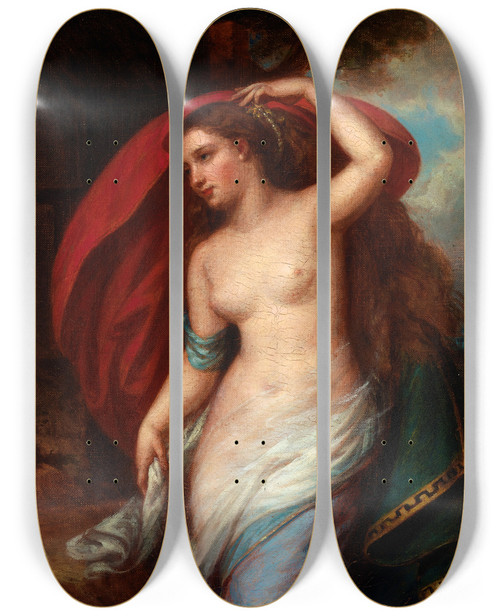 Triptych art skateboard deck of Henry Peters Gray Undine by Henry Peters Gray (1819-1877)
