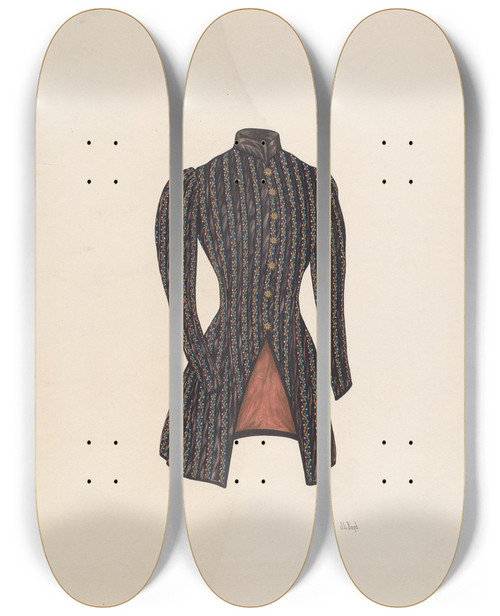 Triptych art skateboard deck of Joseph L Boyd Black Satin Jacket by Joseph L Boyd (20-)