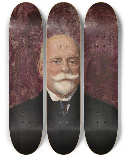 Triptych art skateboard deck of Leon Wyczkowski Portrait Of Leon Biliski by Leon Wyczolkowski (1852-1936)