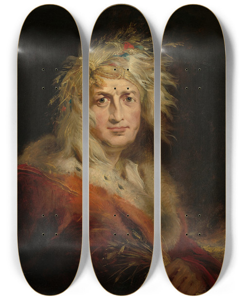 Triptych art skateboard deck of Richard Westall David Garrick As King Lear by Richard Westall (1765-1836)
