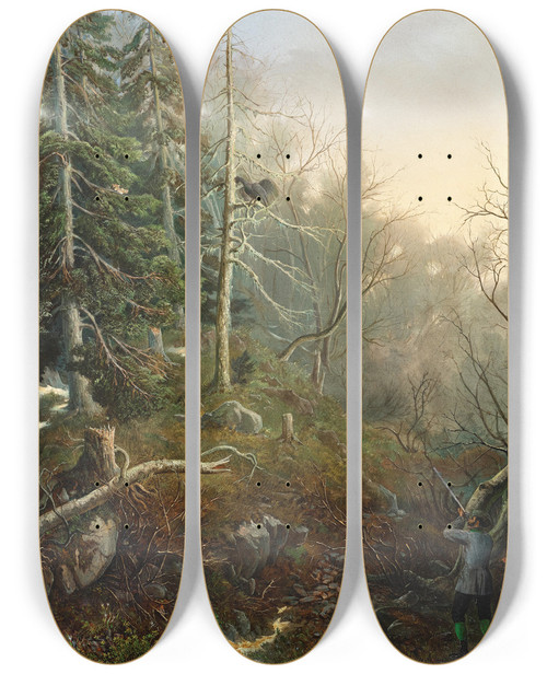 Triptych art skateboard deck of Anton Karinger Im Kankerthall In Krain by Anton Karinger (1829-1870)