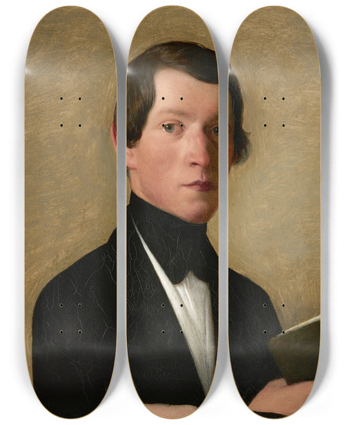 Triptych art skateboard deck of Michael Neder Oberingenieur Leopold Musch Im Alter Von 35 Jahren by Michael Neder (1807-1882)