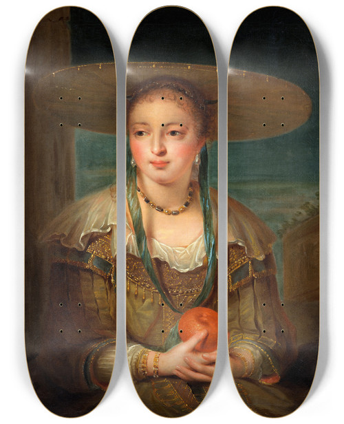 Triptych art skateboard deck of Robert Tournires Pomona by Robert Tournieres (1667-1752)