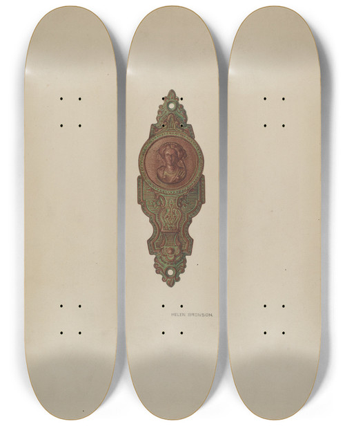 Triptych art skateboard deck of Helen Bronson Drawer Pull by Helen Bronson