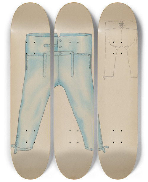 Triptych art skateboard deck of Frederick Jackson Knee Pants by Frederick Jackson