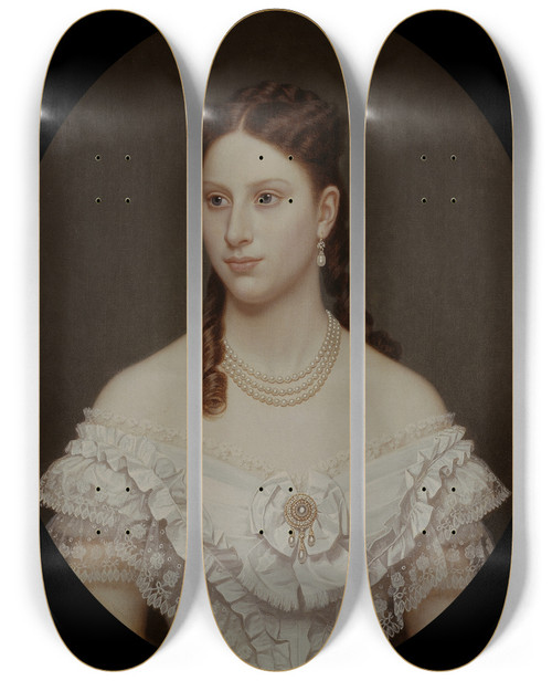 Triptych art skateboard deck of Amalia Lindegren Lovisa Lovisa Josefina Eugenia 18511926 Queen Of Denmark Princess Of Sweden And Norway by Amalia Lindegren (1814-1891)