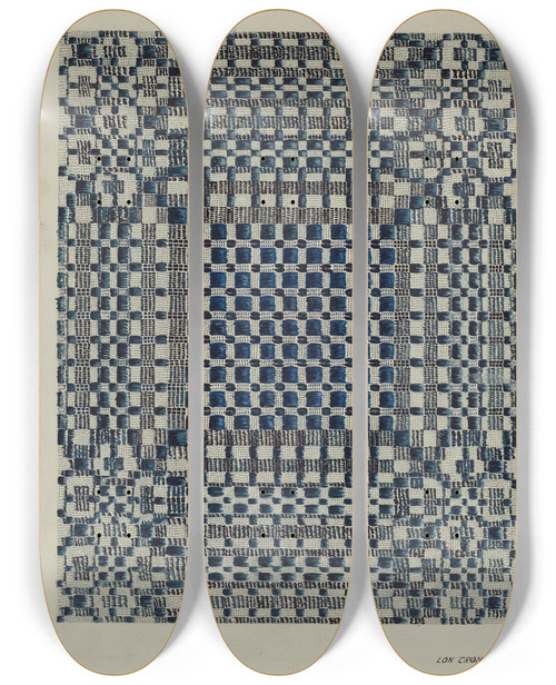 Triptych art skateboard deck of Lon Cronk Coverlet_2 by Lon Cronk