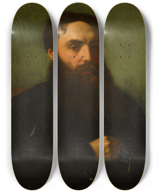 Triptych art skateboard deck of Edward John Poynter Portrait Of Alfred Baldwin Esq by Edward John Poynter (1836-1919)