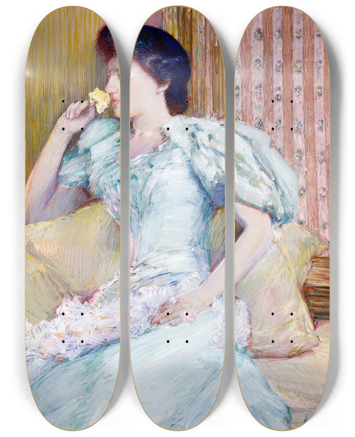 Triptych art skateboard deck of Childe Hassam Lillie Lillie Langtry by Childe Hassam (1859-1935)