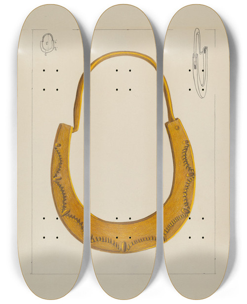 Triptych art skateboard deck of Tulita Westfall Babys Earring by Tulita Westfall
