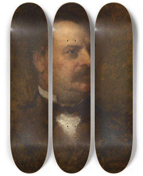 Triptych art skateboard deck of Eastman Johnson Grover Cleveland_2 by Eastman Johnson (1824-1906)