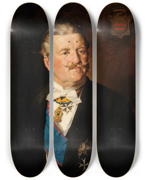 Triptych art skateboard deck of Julius Victor Berger Maximilian Baron Von Washington by Julius Victor Berger (1850-1902)