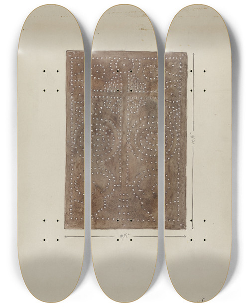 Triptych art skateboard deck of Geoffrey Holt Pierced Metal Screen From Confessional_2 by Geoffrey Holt (20-)