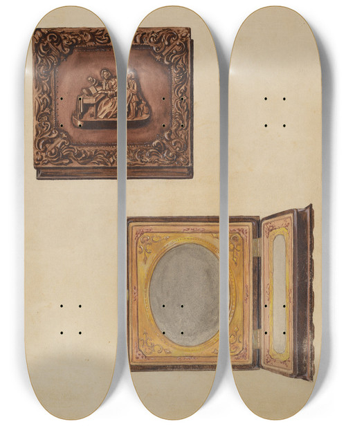 Triptych art skateboard deck of Vincent Murphy Portrait Case by Vincent Murphy
