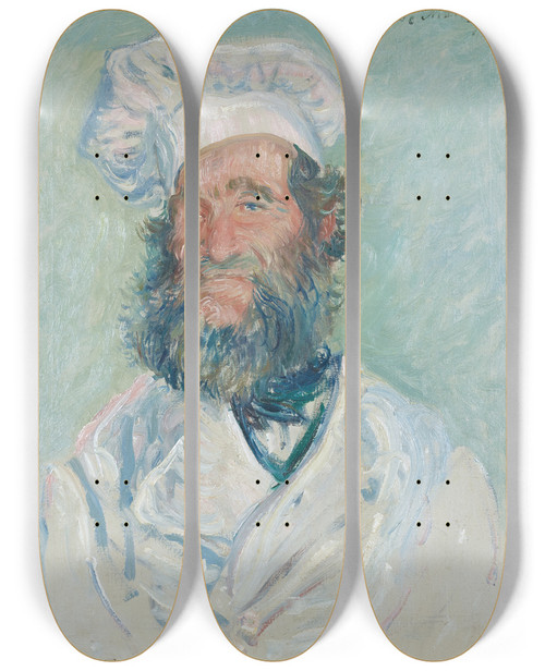 Triptych art skateboard deck of Claude Monet Der Koch Le Pre Paul Monsieur Paul by Claude Monet (1840-1926)