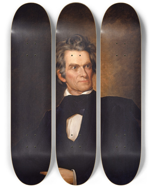 Triptych art skateboard deck of George Peter Alexander Healy John C Calhoun by George Peter Alexander Healy (1813-1894)
