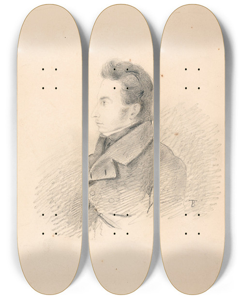 Triptych art skateboard deck of Nicaise De Keyser Portrait Of A Man_16 by Nicaise De Keyser (1813-1887)