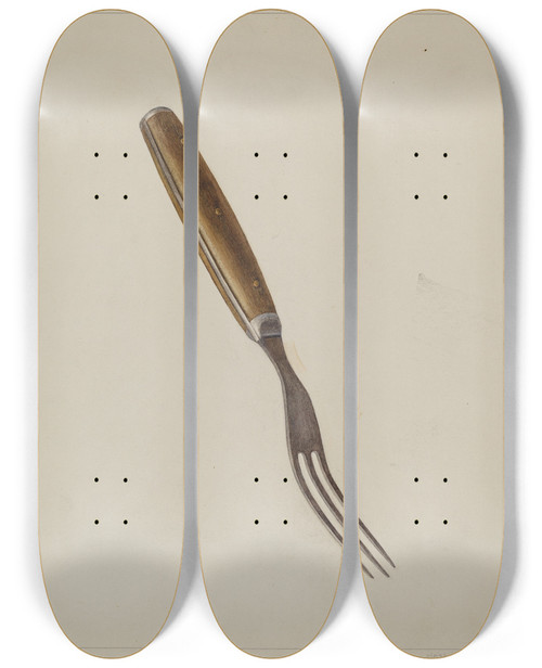 Triptych art skateboard deck of Fred Hassebrock Steel Fork by Fred Hassebrock