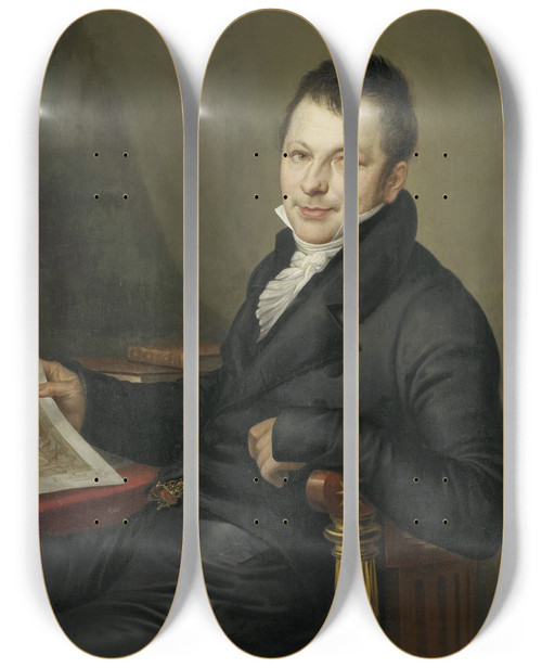 Triptych art skateboard deck of Mattheus Ignatius Van Bree Johannes Hermanus Molkenboer17731834 Art Collector by Mattheus Ignatius Van Bree (1773-1839)