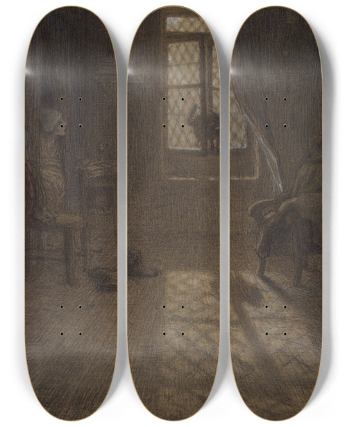 Triptych art skateboard deck of Jeanfranois Millet Le Chat Or The Cat At The Window by Jean-Franois Millet (1814-1875) Triptych art skateboard deck of Jeanfranois Millet Le Chat Or The Cat At The Window by Jean-Franois Millet (1814-1875)