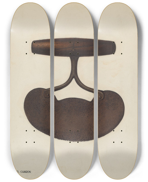Triptych art skateboard deck of Charles Charon Chopping Knife_1 by Charles Charon