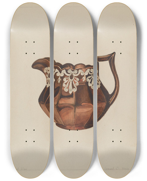 Triptych art skateboard deck of Samuel O Klein Pitcher_2 by Samuel O Klein