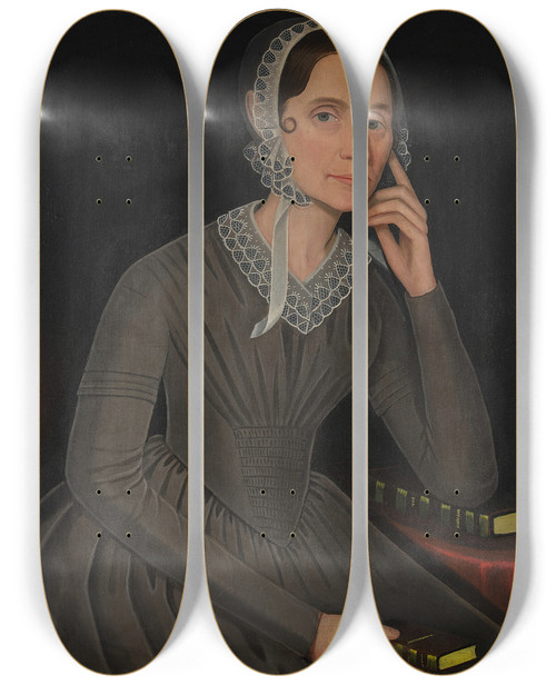 Triptych art skateboard deck of Ammi Phillips Catherine De Cantillon Stoutenburgh 17971858 by Ammi Phillips (1788-1865)