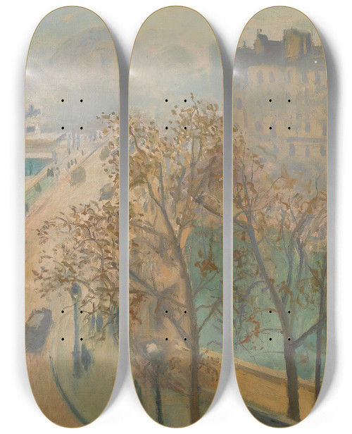 Triptych art skateboard deck of Albert Marquet Le Pontneuf Brume Dautomne by Albert Marquet (1875-1947)
