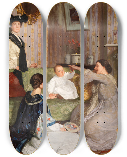 Triptych art skateboard deck of Dermod Obrien The Jewel by Dermod Obrien