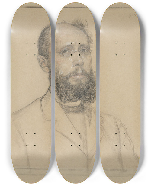 Triptych art skateboard deck of Jan Veth Portret Van Samuel Muller by Jan Veth (1864-1925)