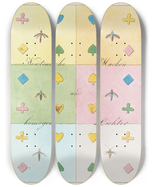 Triptych art skateboard deck of Johann Wolfgang Von Goethe Zur Farbenlehre Pl13 by Johann Wolfgang Von Goethe (1749-1832)