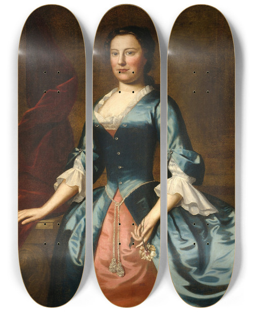 Triptych art skateboard deck of Robert Feke Portrait Of Mrs Samuel Mccall Sr_2 by Robert Feke (1707-1752)
