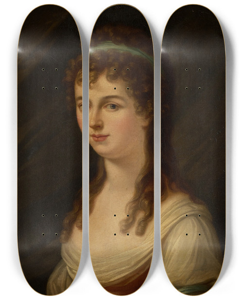 Triptych art skateboard deck of George Henry Harlow Portrait Of A Young Lady by George Henry Harlow (1787-1819)