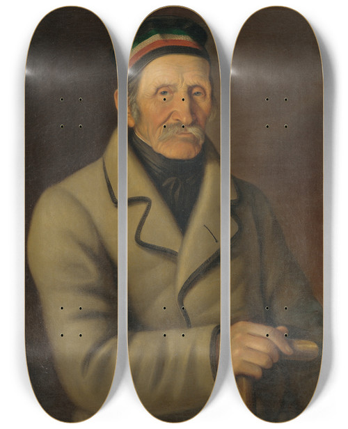 Triptych art skateboard deck of Peter Michal Boh Portrait Of Michael Kubny Sr by Peter Michal Bohun (1822-1879)