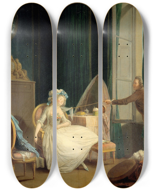 Triptych art skateboard deck of Jeanfrdric Schall Lamour Frivole by Jean-Frdric Schall (1752-1825)