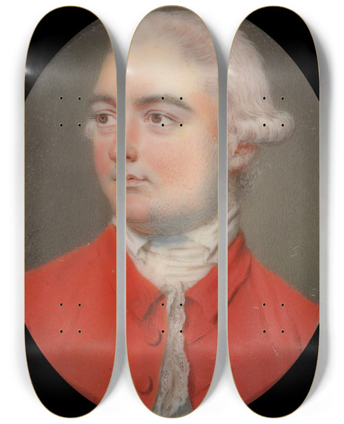 Triptych art skateboard deck of John Smart Captain Marriott by John Smart (1741-1811)