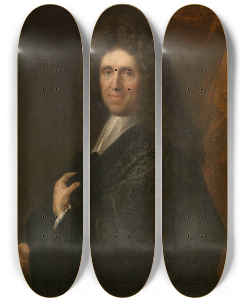 Triptych art skateboard deck of Jacob Denys Gregorius Martens Mayor Of Antwerp And Dean Of The Guild Of Saint Luke by Jacob Denys (1644-1708)