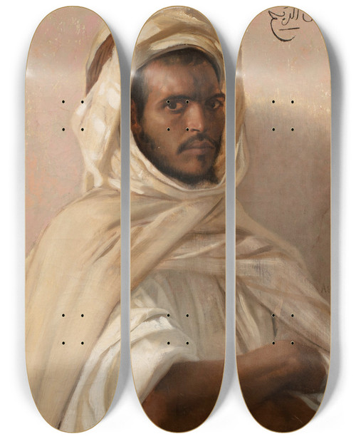 Triptych art skateboard deck of Alexandre Cabanel Portrait Of A North African by Alexandre Cabanel (1823-1889)