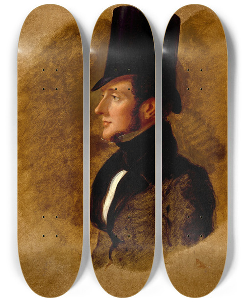Triptych art skateboard deck of Sir George Hayter Fitzstephen French Mp by Sir George Hayter (1792-1871)