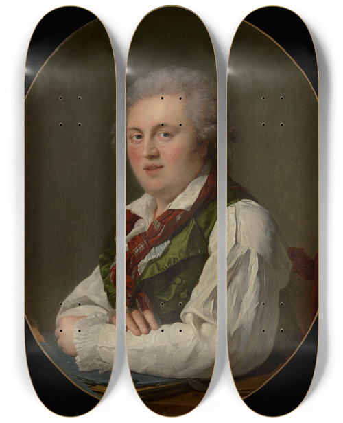 Triptych art skateboard deck of Francois Xavier Fabre Portrait Of Laurentnicolas De Joubert by Francois Xavier Fabre (1766-1837)