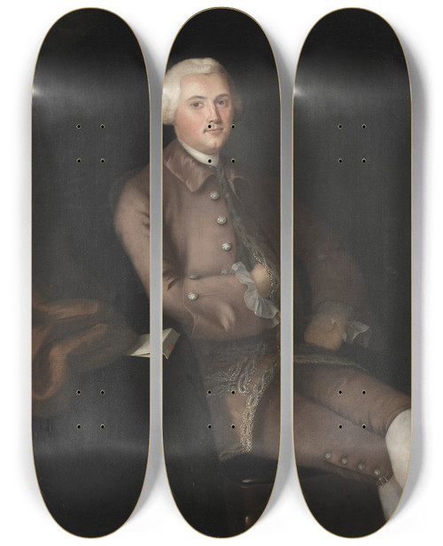 Triptych art skateboard deck of Joseph Blackburn John Browne by Joseph Blackburn (1787)