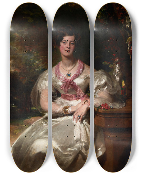 Triptych art skateboard deck of Sir Thomas Lawrence Portrait Of The Honorable Mrs Seymour Bathurst by Sir Thomas Lawrence (1769-1830)