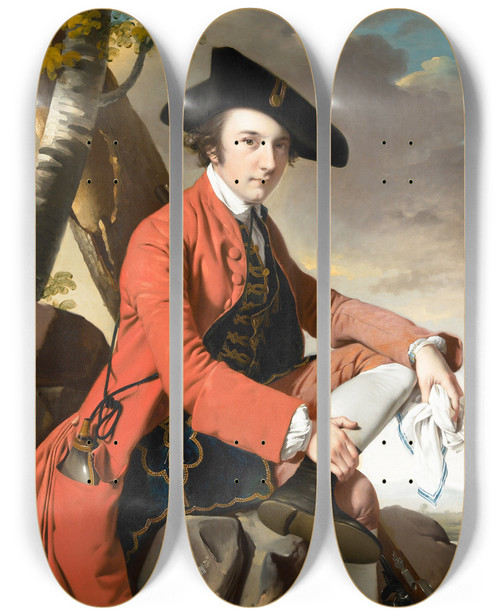 Triptych art skateboard deck of Joseph Wright Of Derby Fleetwood Hesketh by Joseph Wright Of Derby (1734-1797)