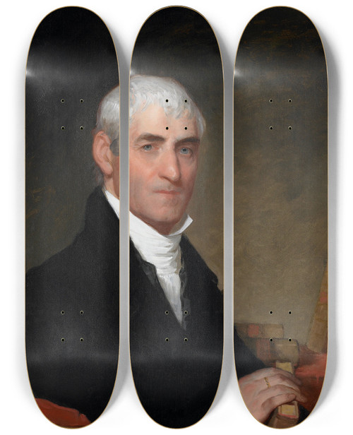 Triptych art skateboard deck of Gilbert Stuart Portrait Of Judge Daniel Cony Of Maine by Gilbert Stuart (1755-1828)